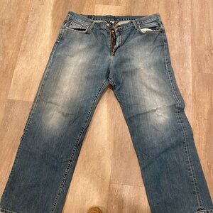 Lucky Brand Relaxed Blue Jeans with Distressed Details